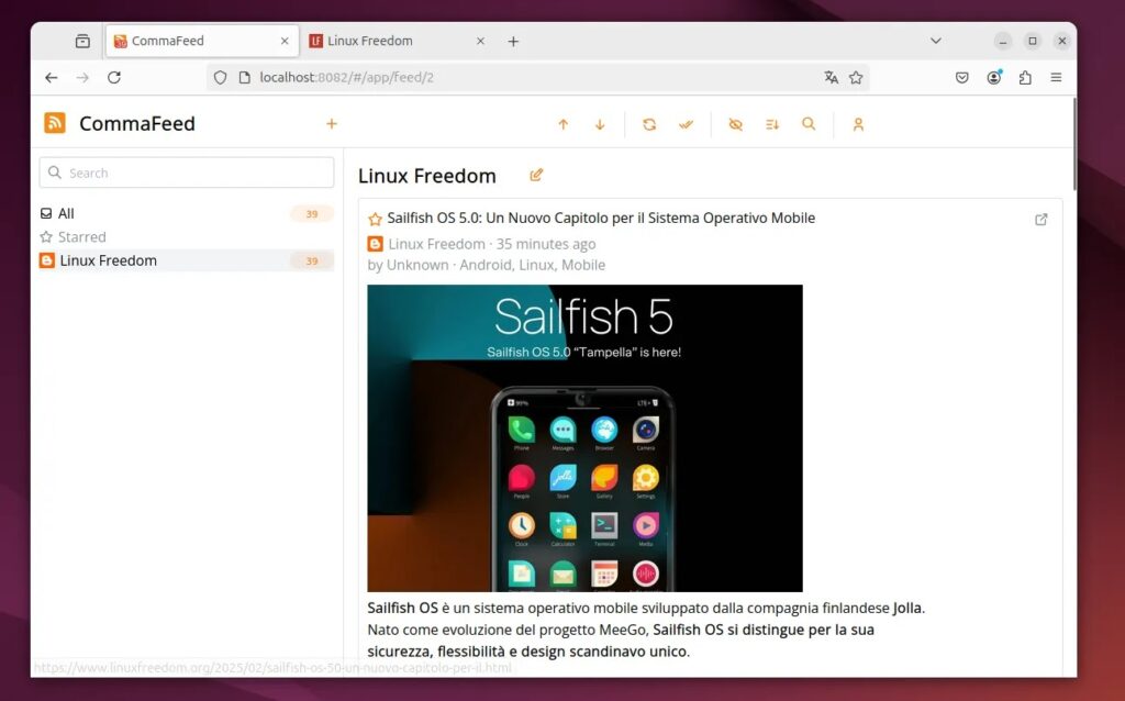 CommaFeed in Ubuntu