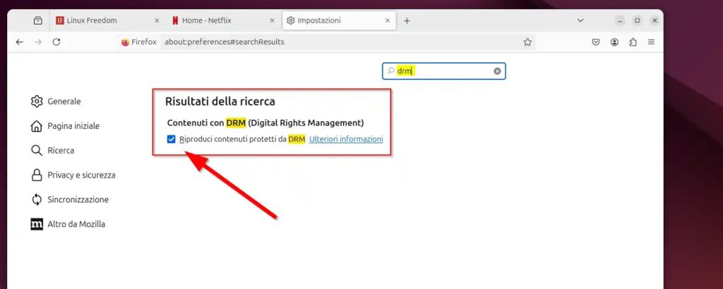 Netflix su Ubuntu Linux - Firefox