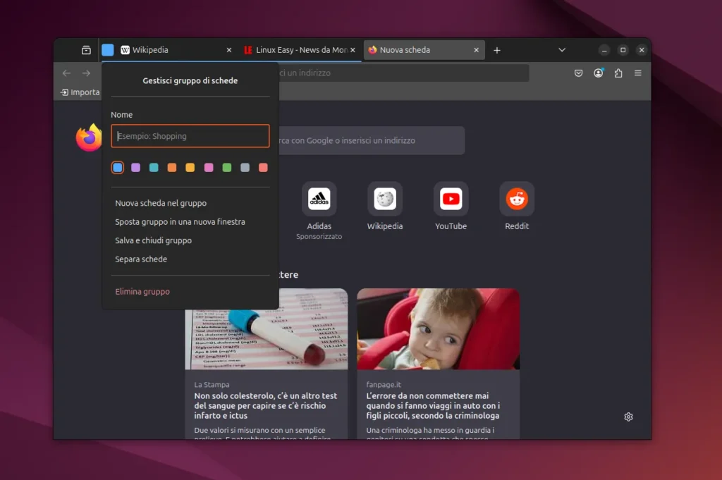 Firefox Gruppi di Schede