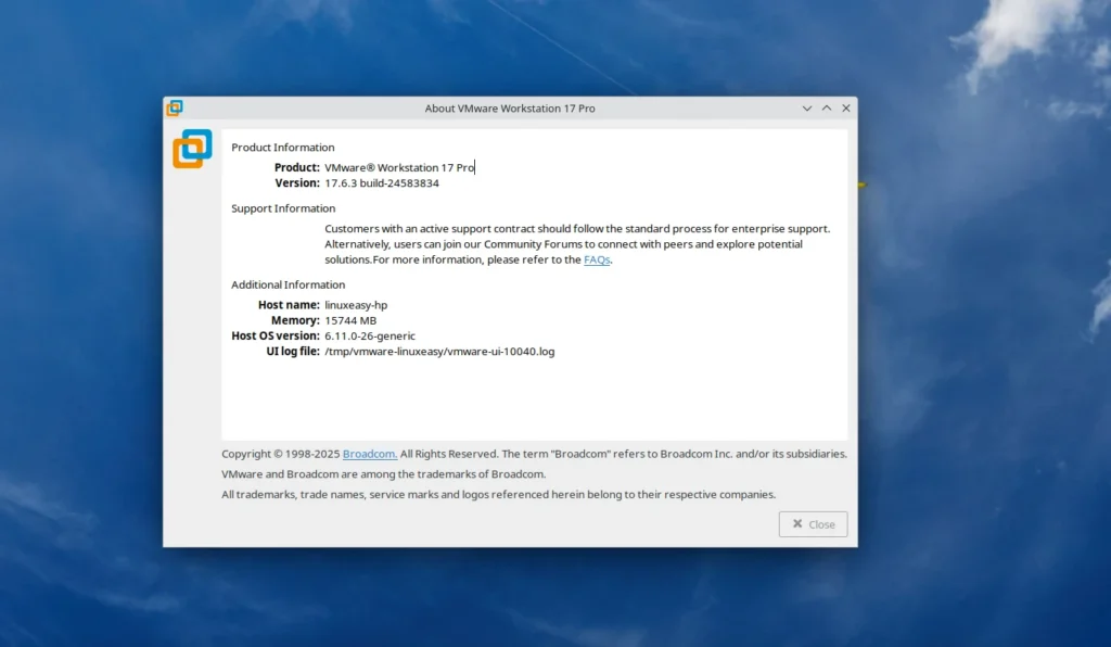 VMware Workstation 17.6.3