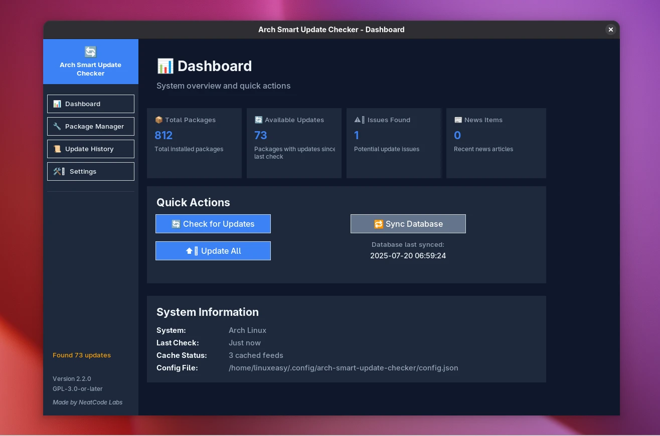 arch smart update checker