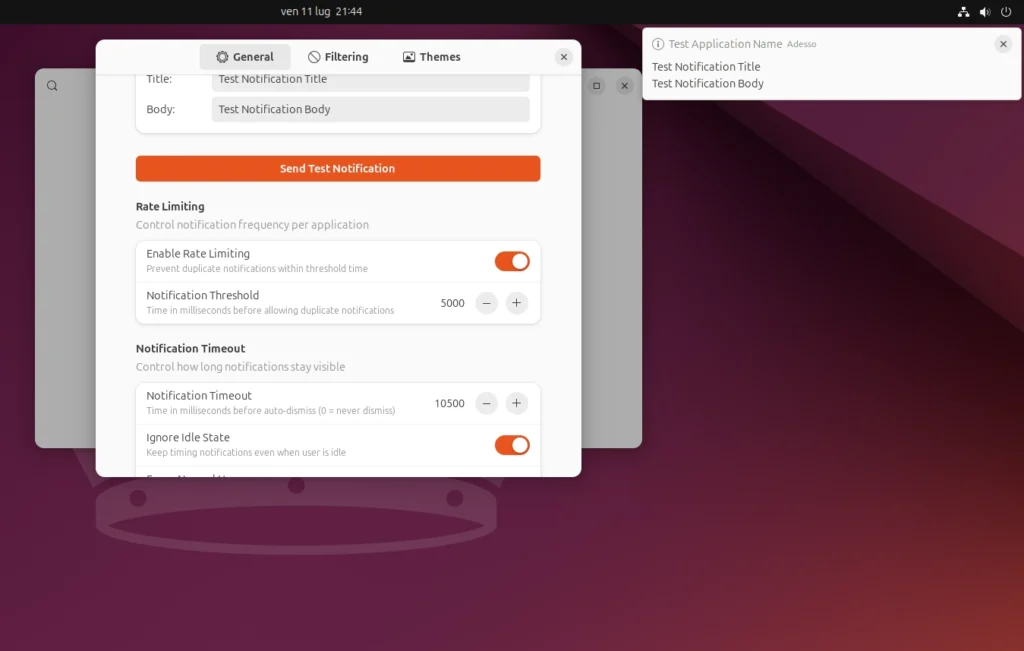 gnome notification configurator