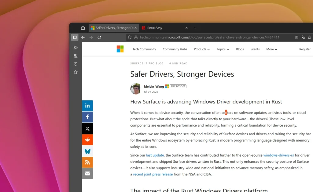 microsoft driver rust