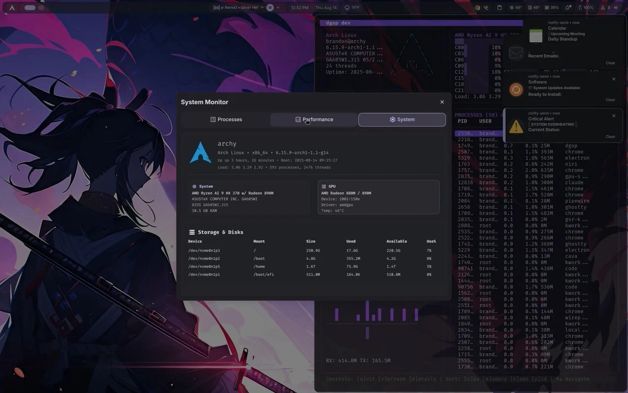 DankMaterialShell Arch Linux