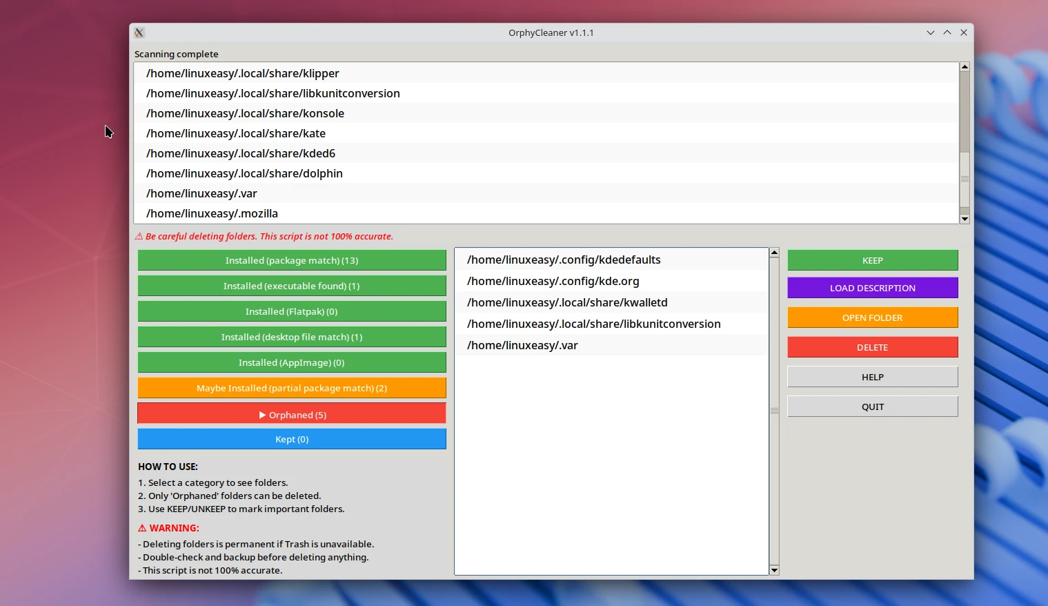 orphycleaner gui arch linux