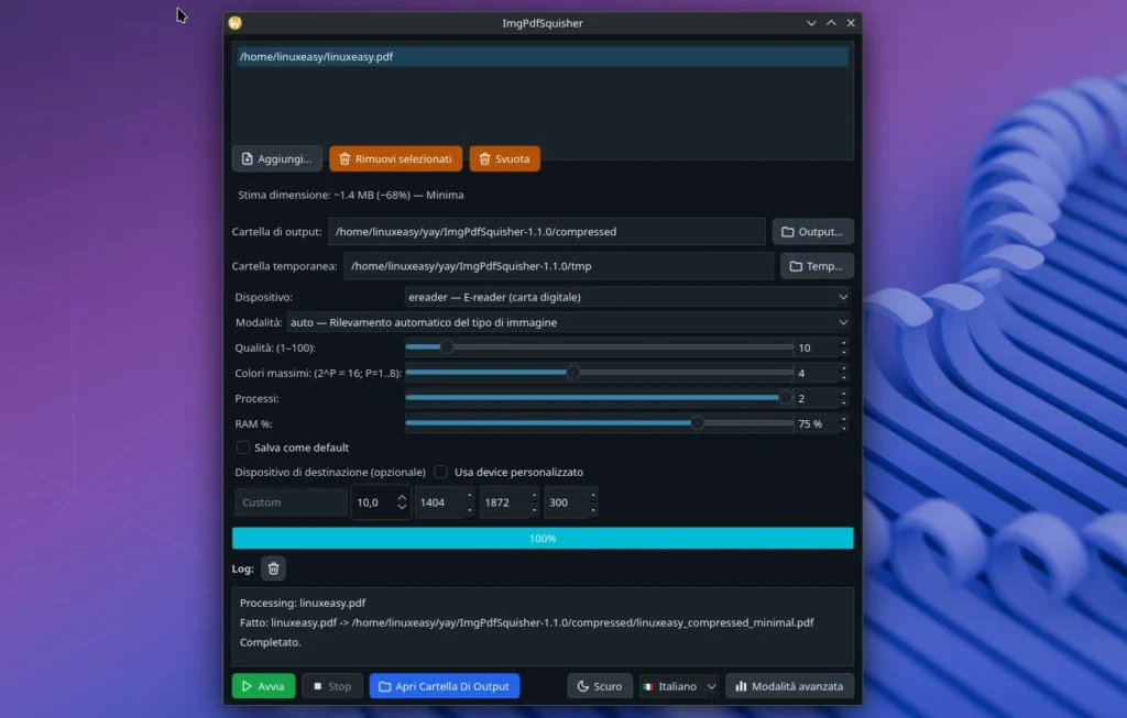Imgpdfsquisher modalita avanzata