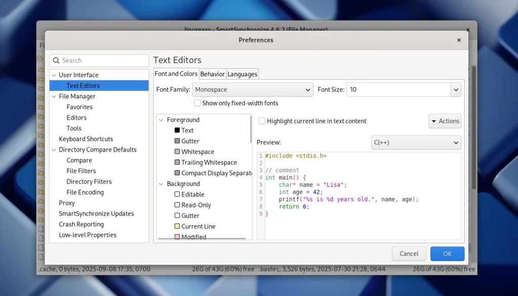 SmartSynchronize Settings