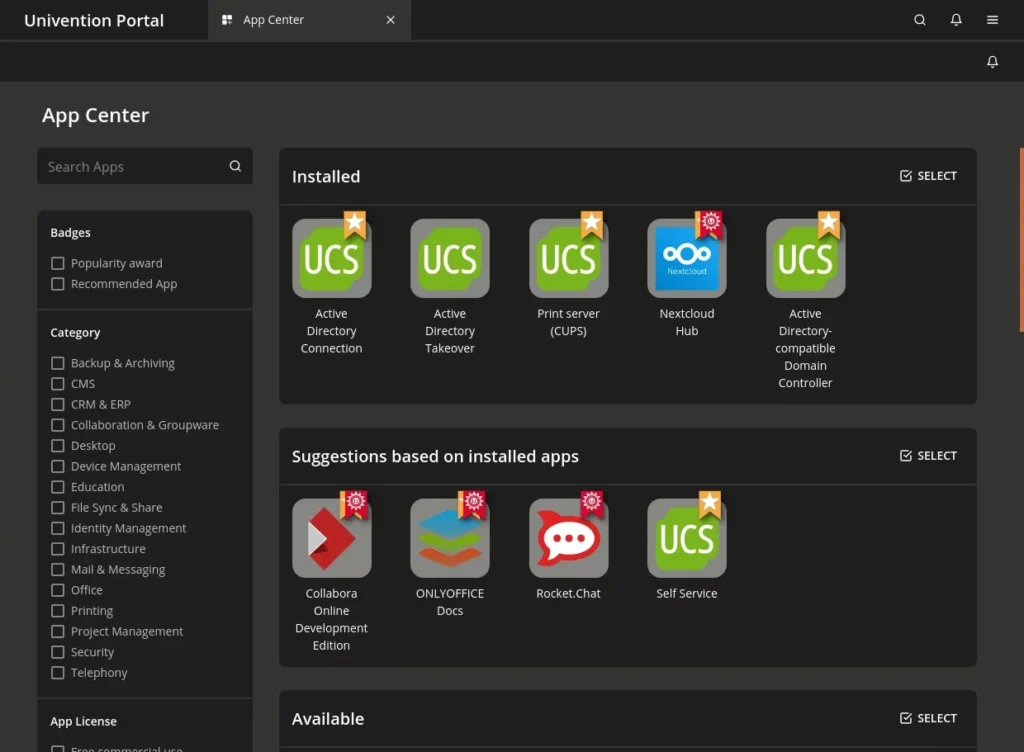 Univention Corporate Server app