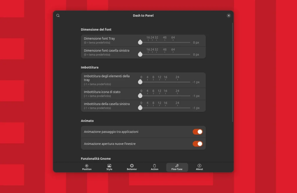 dash to panel preferenze