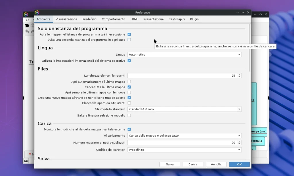 freeplane preferenze