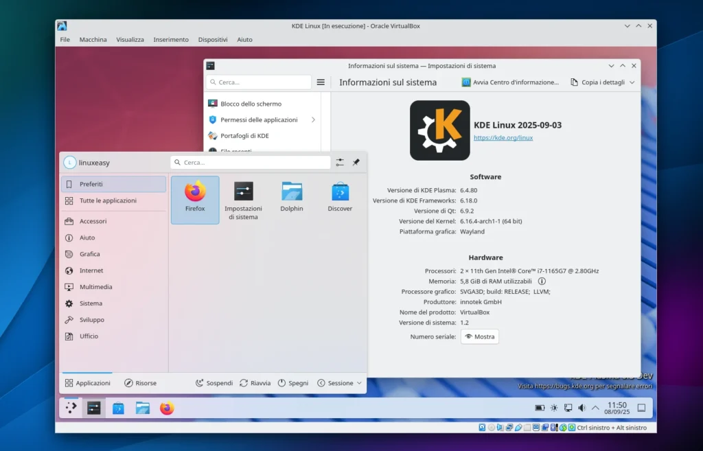kde linux virtualbox