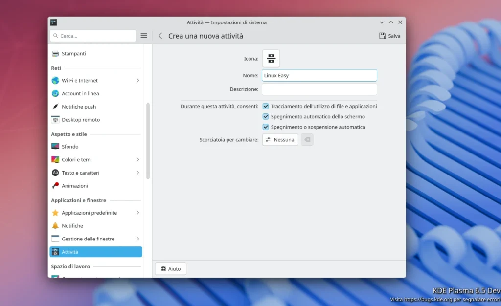 kde plasma 6.5 attivita