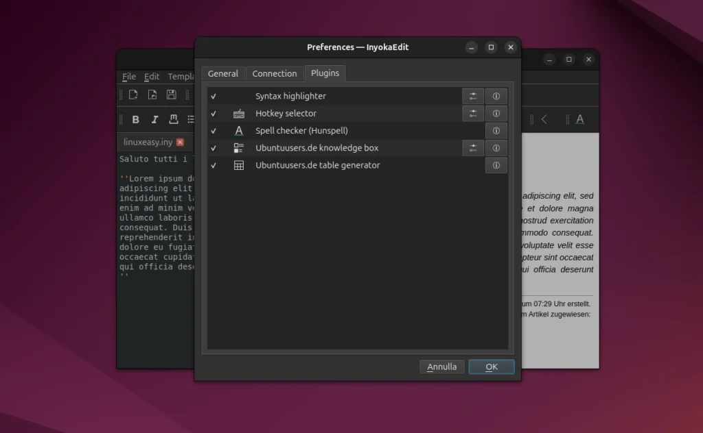 InyokaEdit Preferenze Plugins
