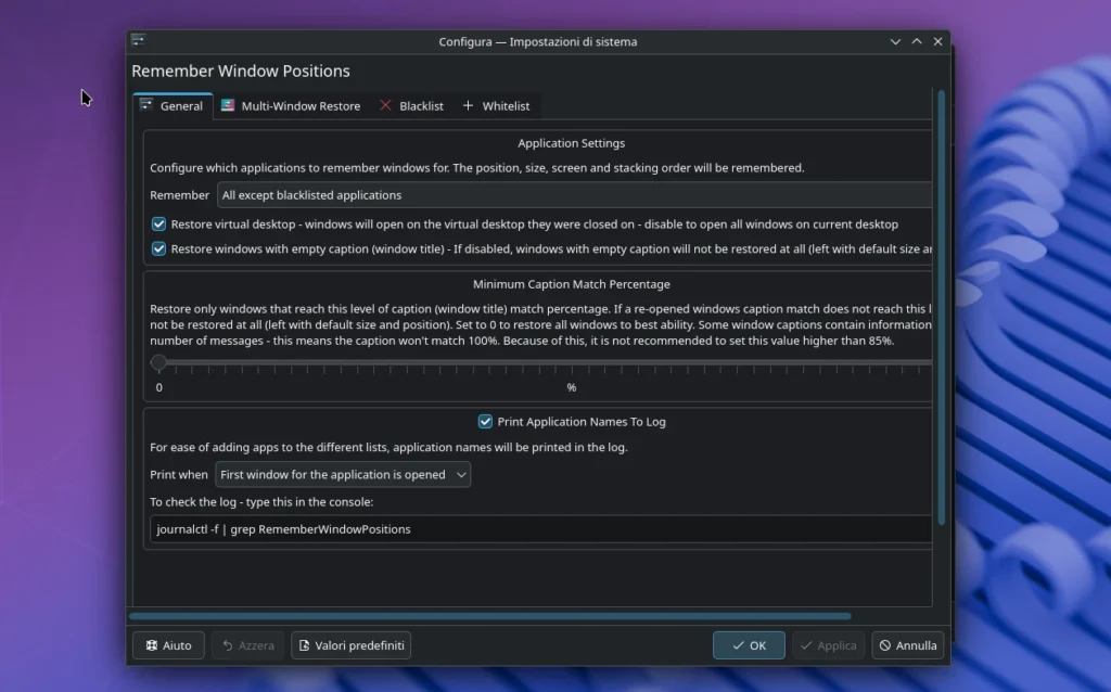 Remember Window Positions KDE