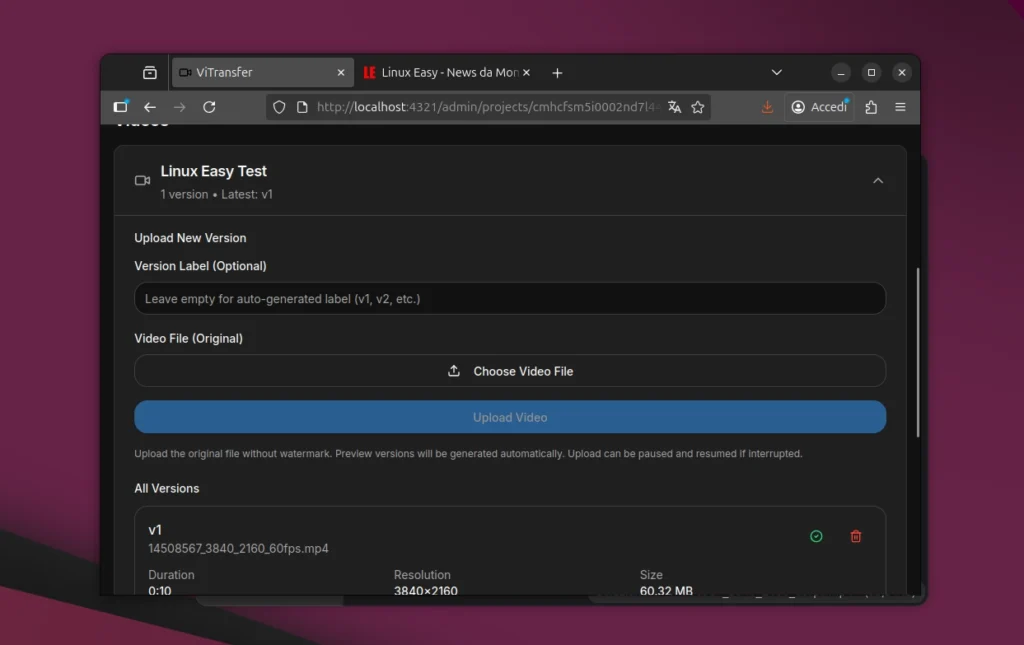 ViTransfer Video Transfer Linux