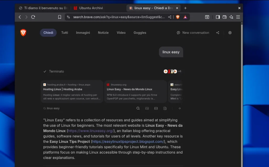 brave browser chiedi