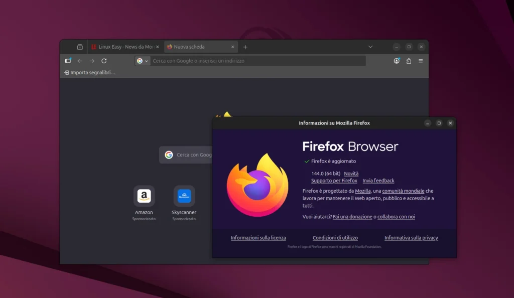 Firefox 144 su Linux