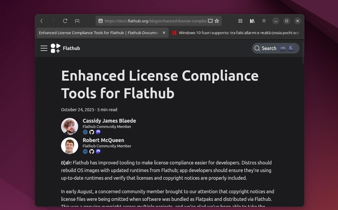 flathub enhanced license compliance tools