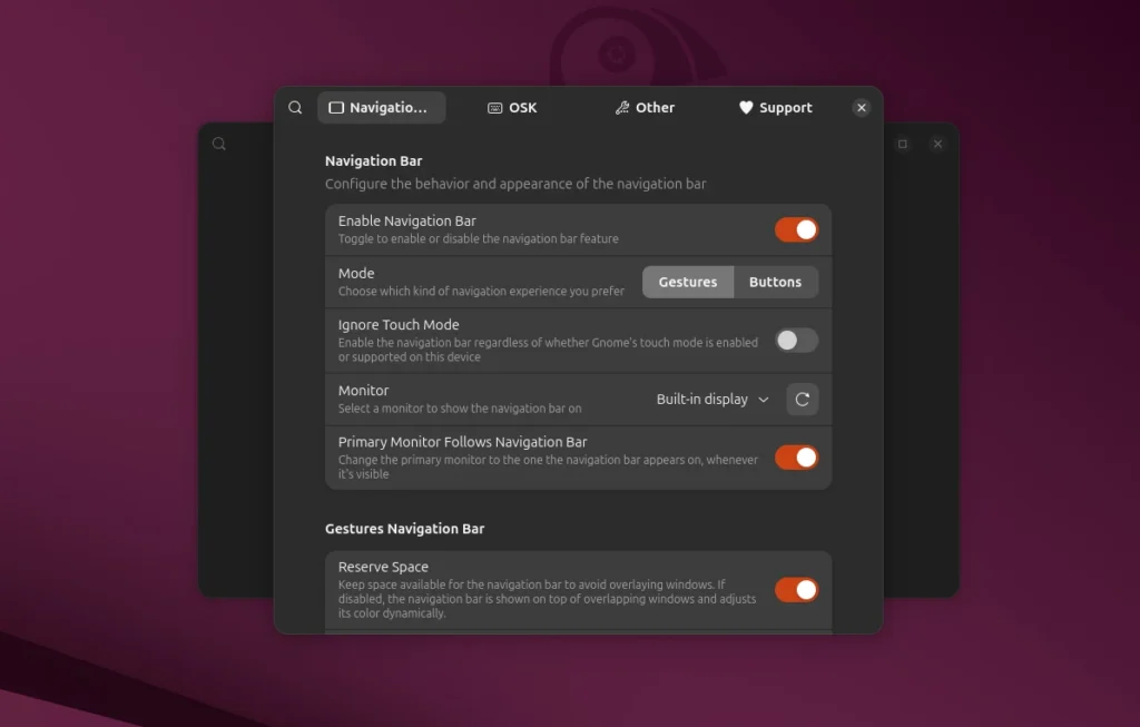 gnome extension touchup preferenze