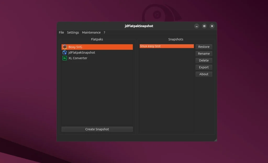 jdFlatpakSnapshot linux