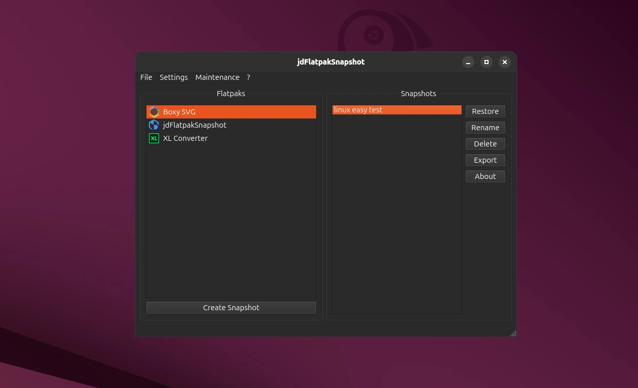 jdFlatpakSnapshot linux