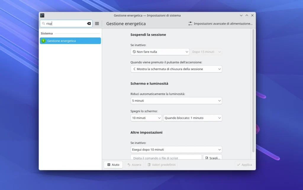 KDE Gestione Energetica