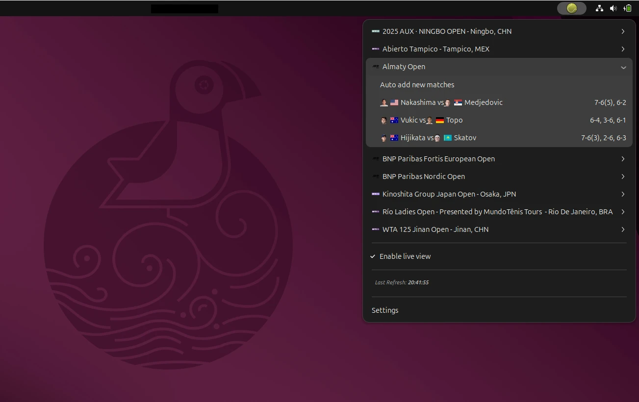 Scopri di più sull'articolo GNOME Live Tennis: Segui le Partite ATP e WTA in Tempo Reale su Linux