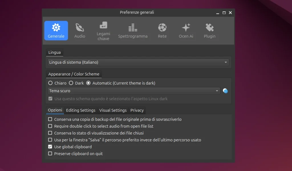 ocenaudio preferenze
