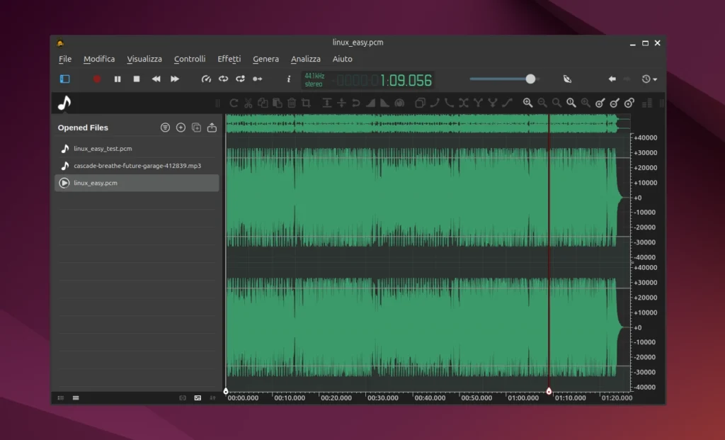ocenaudio ubuntu linux