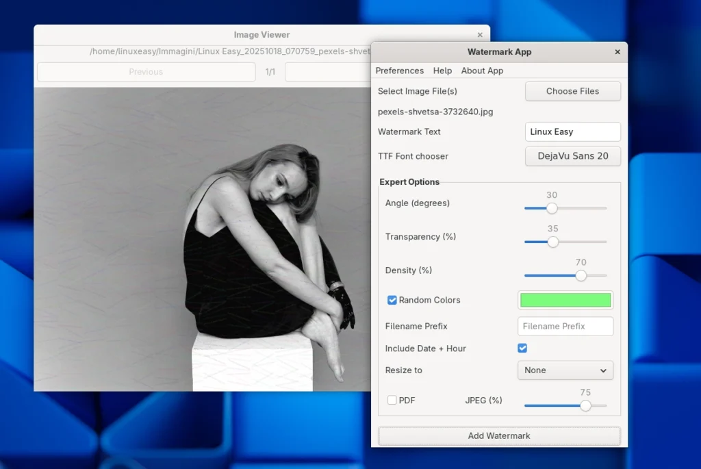 Watermark su GNOME Linux