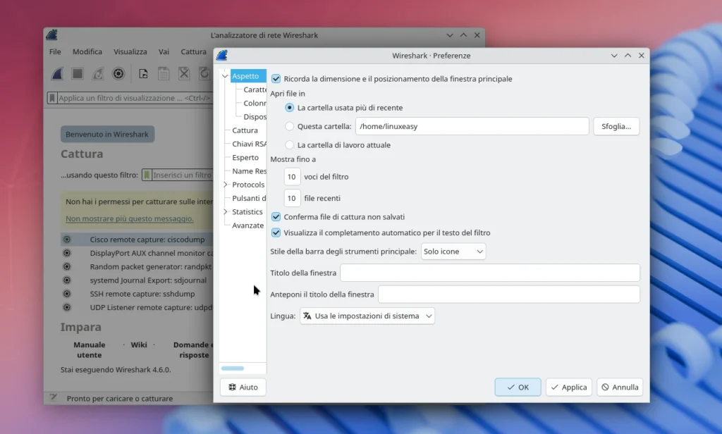 wireshark 4 6 0 preferenze