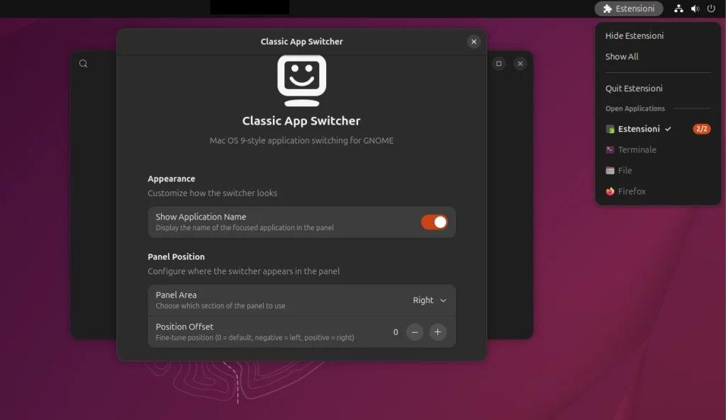 Classic App Switcher GNOME