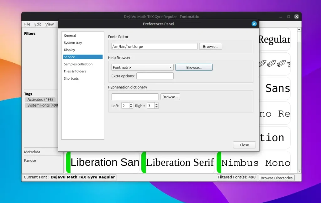 Fontmatrix preferenze
