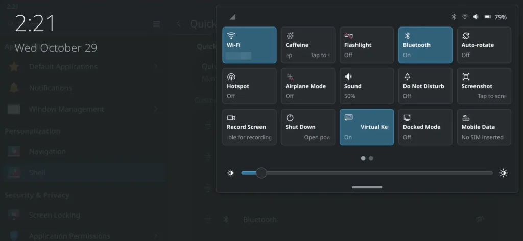 KDE Plamsa mobile action drawer