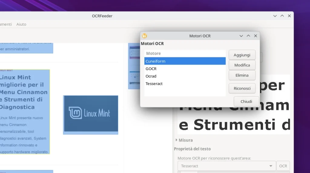 OCRFeeder Motore OCR