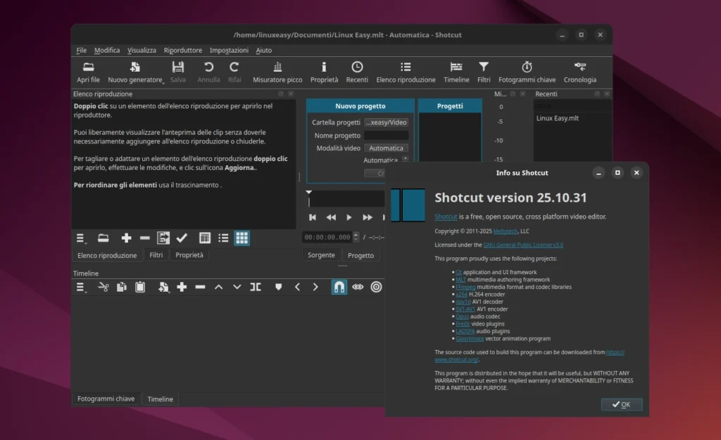 Shotcut 25.10.31 ubuntu linux