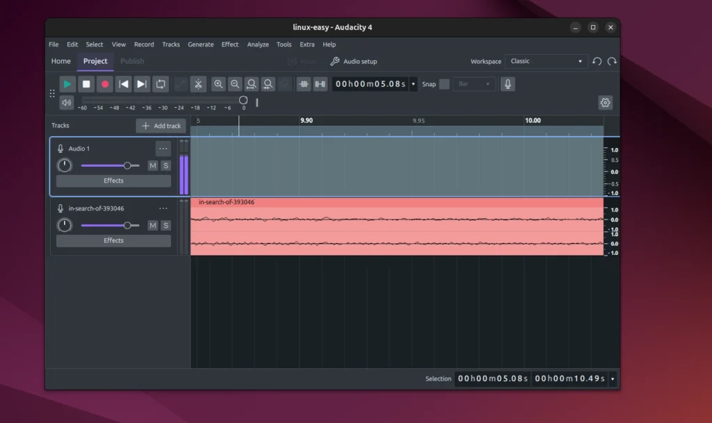 audacity4 alpha ubuntu linux