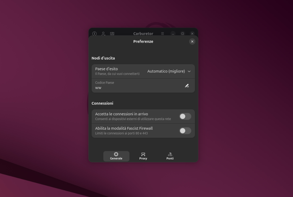 carburetor preferenze