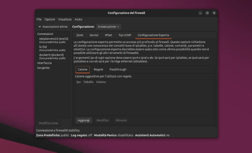 firewalld configurazione esperta