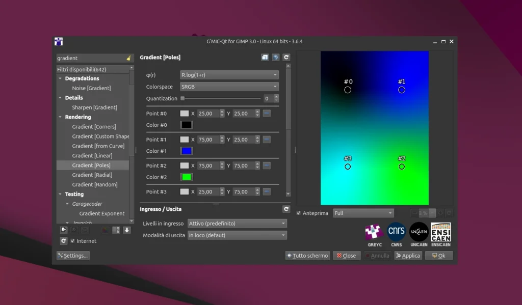 gmic effects gradients