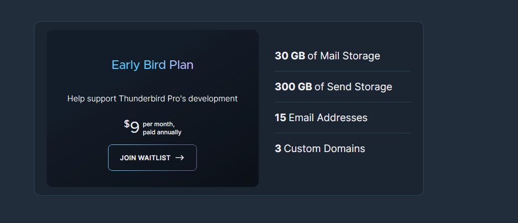 thunderbird pro prezzi