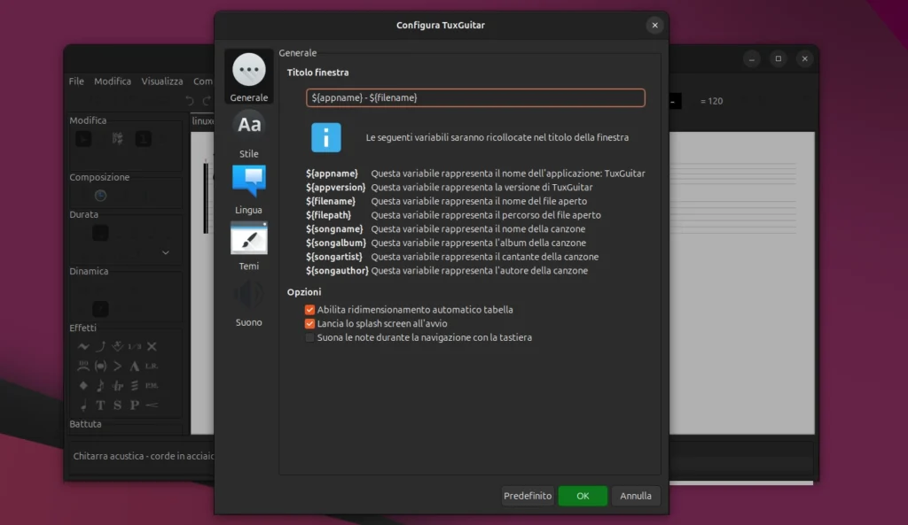 tuxguitar preferenze