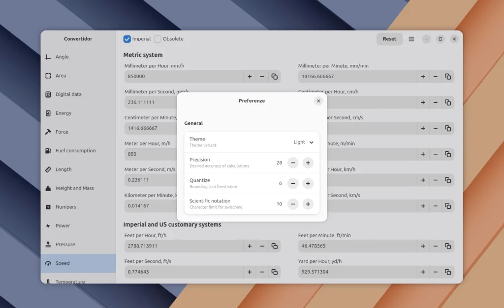 Convertidor Preferenze