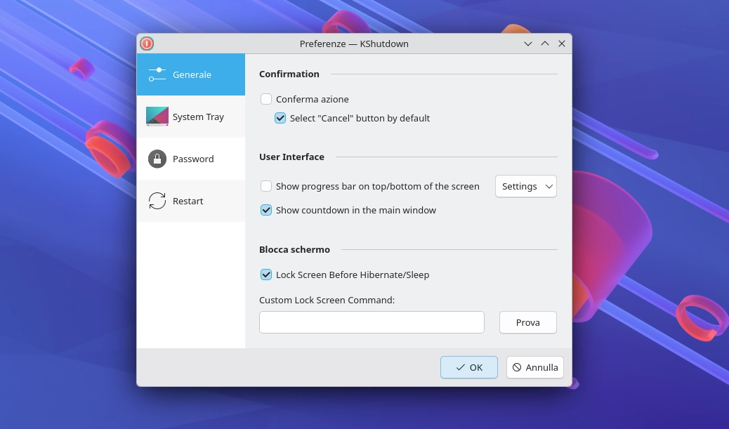 KShutdown Preferenze