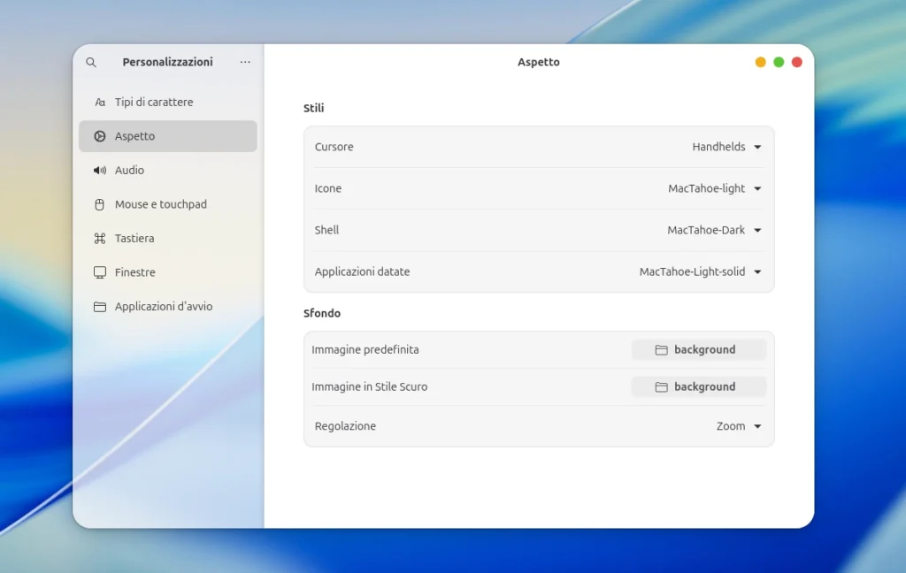 MacTahoe gtk theme preferenze