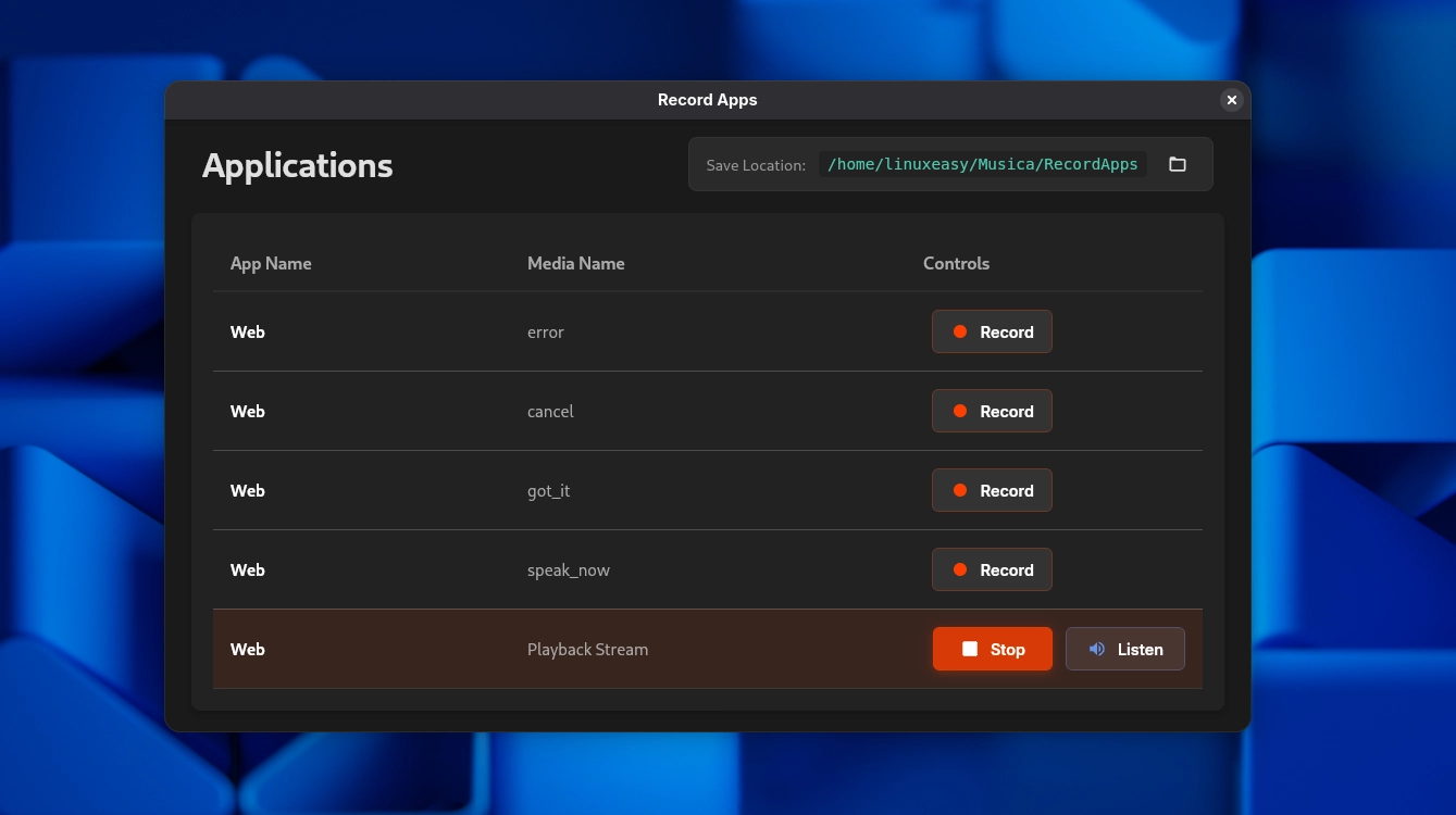 Record Apps Linux