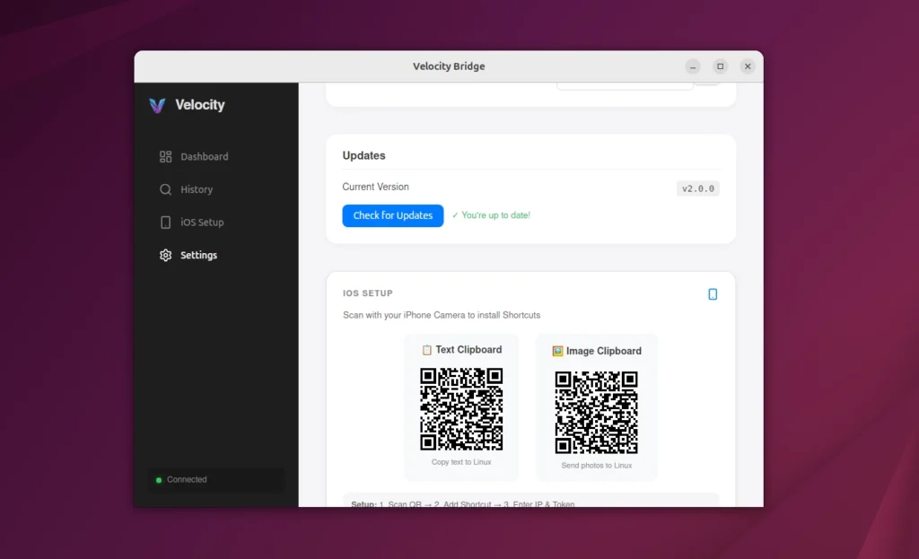 Velocity Bridge Preferenze