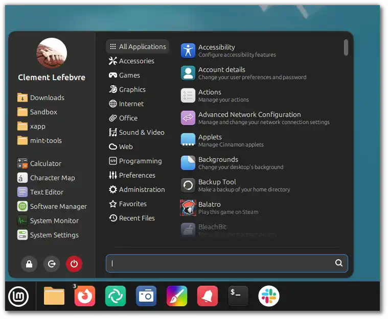 cinnamon menu linux mint