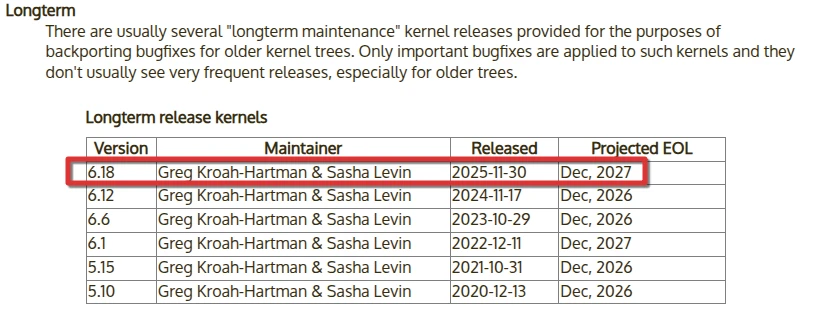 linux 6.18 lts