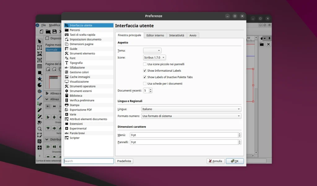 scribus preferenze